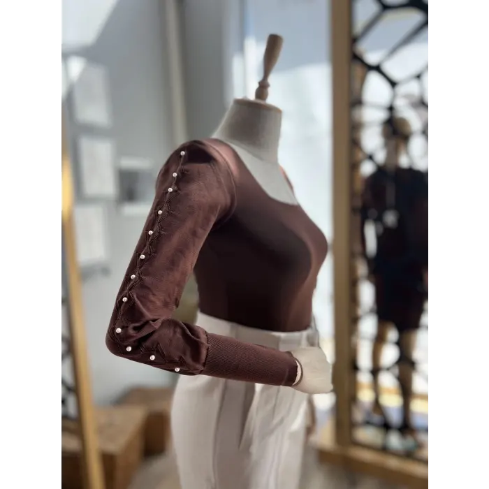 Vasai Kol İnci Detaylı Triko Bluz