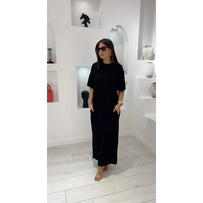 Vendida Çimalı Pamuk Keten Elbise