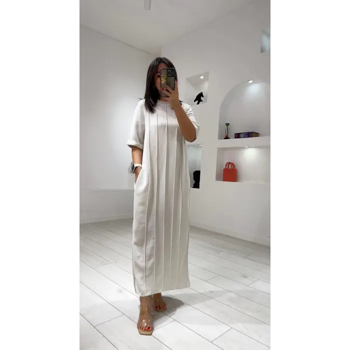 Vendida Çimalı Pamuk Keten Elbise