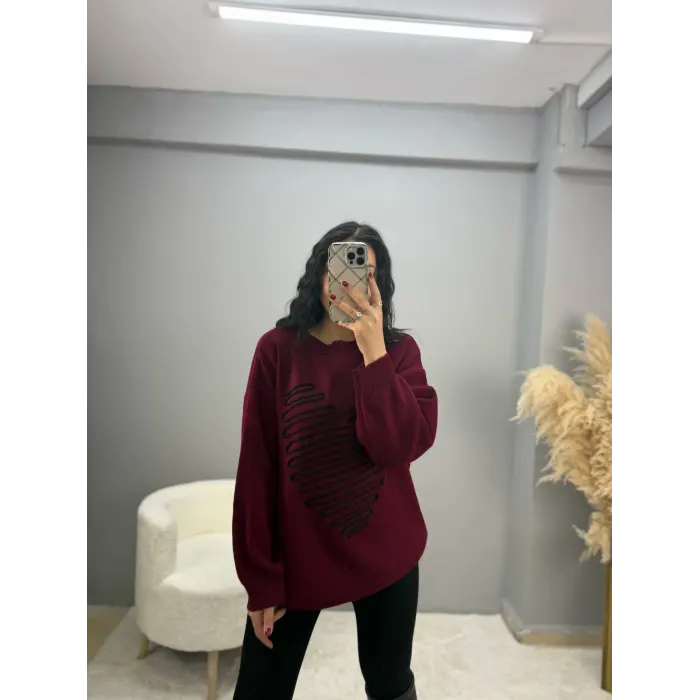 Venlox Kalp Detaylı Triko Kazak