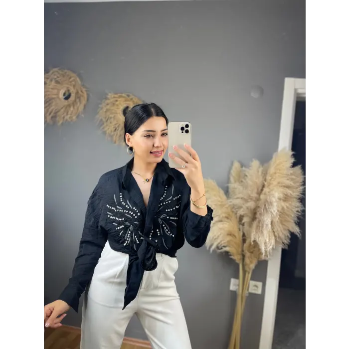 Verfy Kanat Nakışlı Gömlek