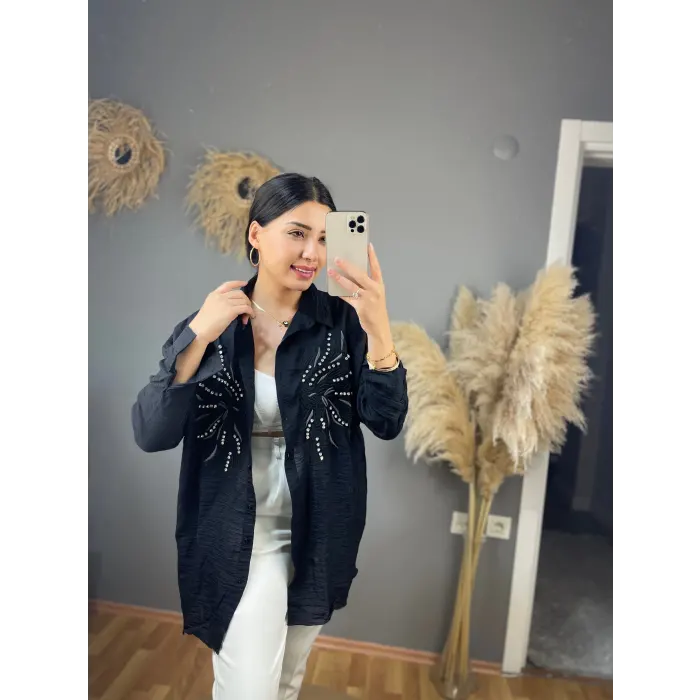 Verfy Kanat Nakışlı Gömlek