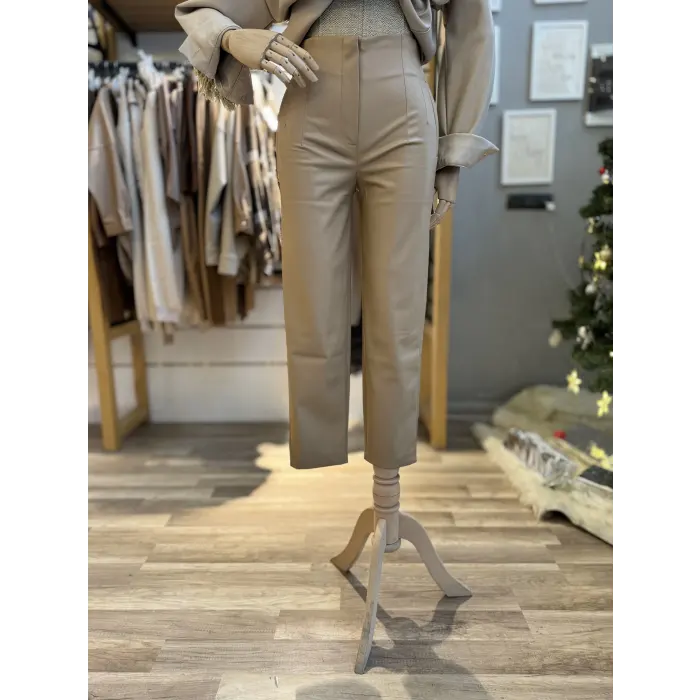 Waclaw Pensli Yüksek Bel Deri Pantolon