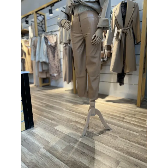 Waclaw Pensli Yüksek Bel Deri Pantolon