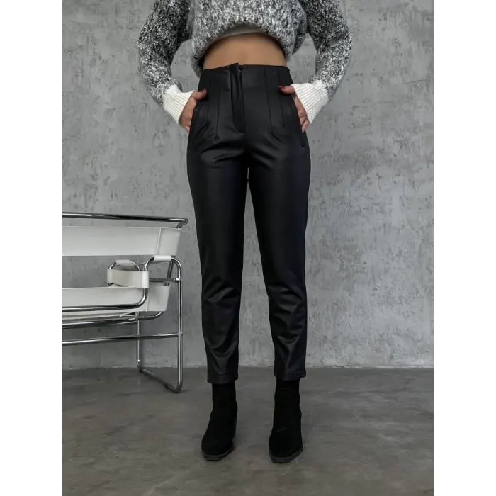 Waclaw Pensli Yüksek Bel Deri Pantolon