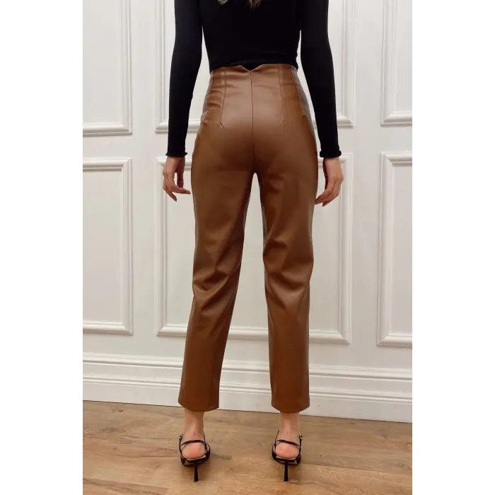 Waclaw Pensli Yüksek Bel Deri Pantolon