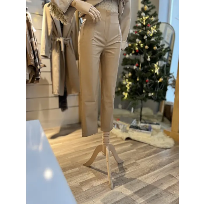 Waclaw Pensli Yüksek Bel Deri Pantolon