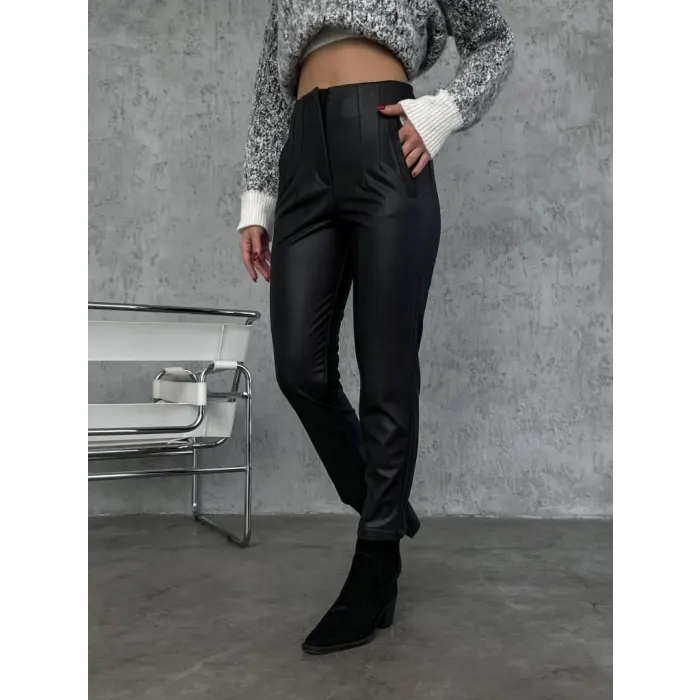 Waclaw Pensli Yüksek Bel Deri Pantolon