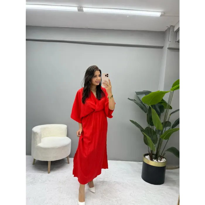 Waist Kruvaze Yaka Elbise