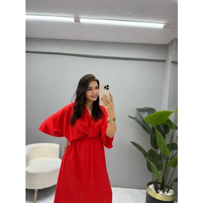 Waist Kruvaze Yaka Elbise