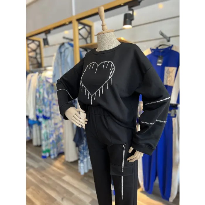 Waw Kalp Zincirli Sweatshirt