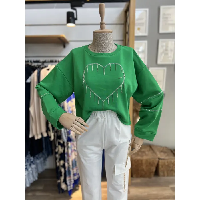 Waw Kalp Zincirli Sweatshirt