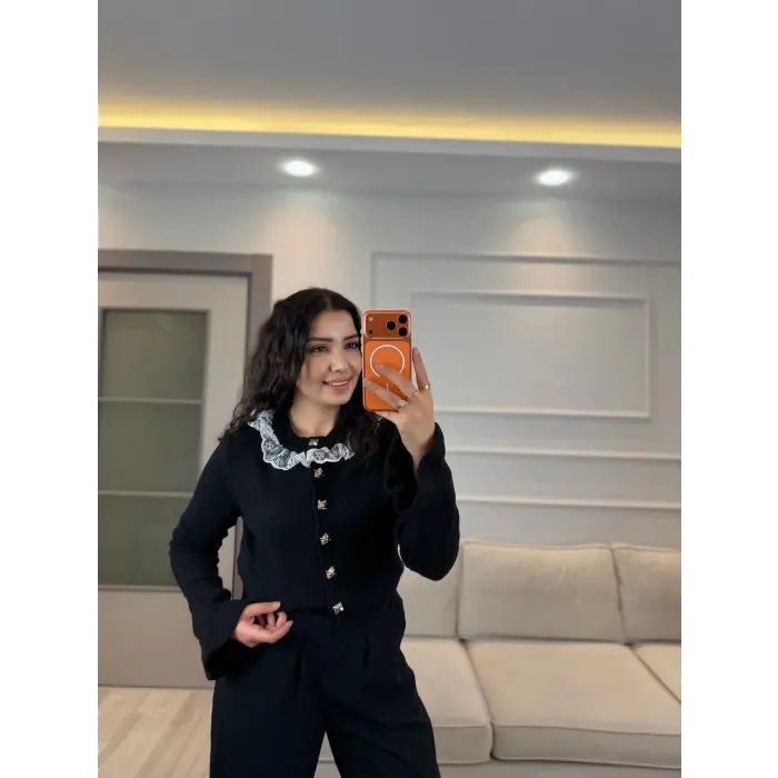 Yaka Güpür Detaylı Hıırka