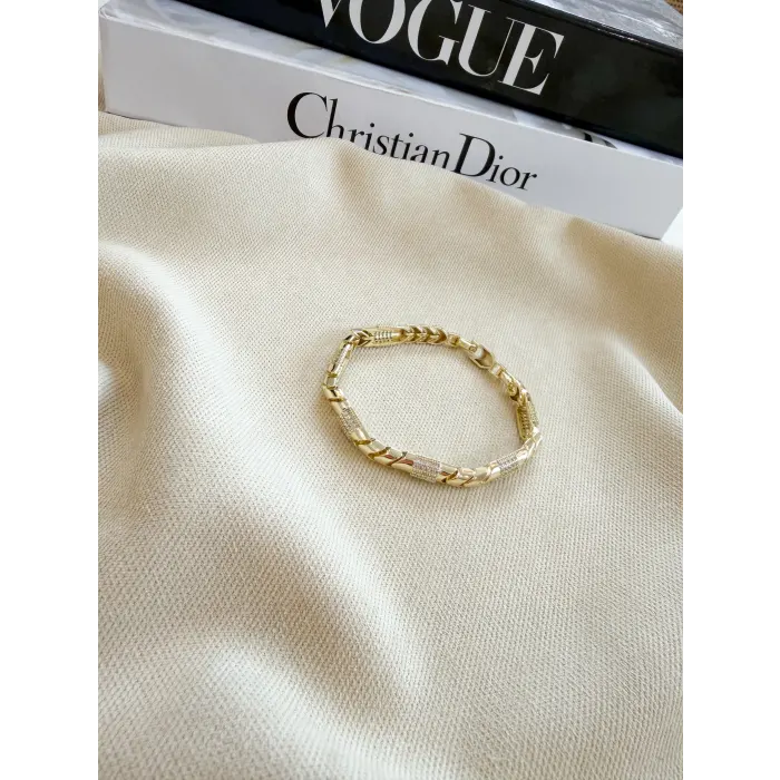 Zirkon Taşlı Altın Kaplama Vip Bileklik