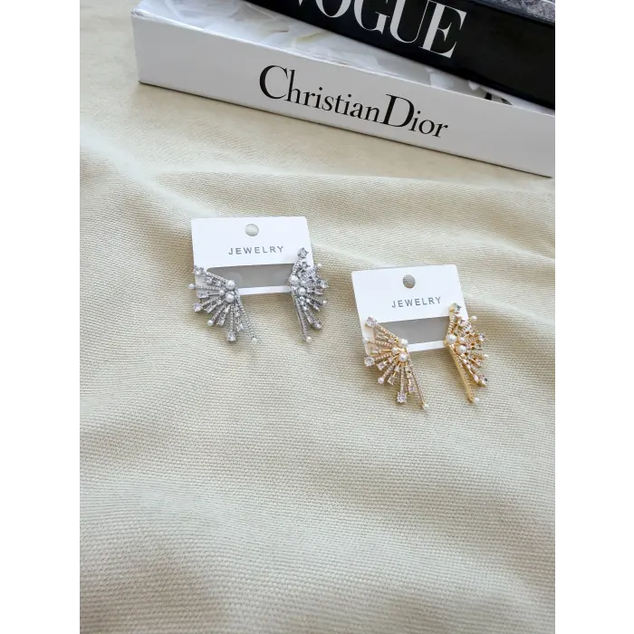 Zirkon Taşlı Yelpaze Model Küpe