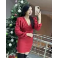DAJA OMUZ VE GÖGÜS PİLELİ ELBİSE