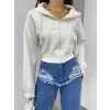 Modal Kumaş Fermuarlı Sweatshirt Ceket