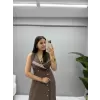 Yakası Biyeli Kruvaze Elbise