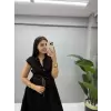 Renkli Biyeli Poplin Elbise