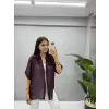 Tensel Kumaş Taşlı Kısa Kol Gömlek