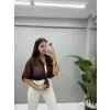 Tensel Kumaş Taşlı Kısa Kol Gömlek