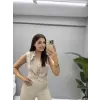 Anoc Yaka Detaylı Yelek Pantolon Takım