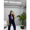 Ön Cep Detaylı Yelekli Modal Takım