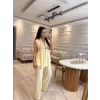 Keten Toka Detaylı Yelek Pantolon Takım