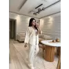 Keten Bağlamalı Gömlek Pantolon Takım