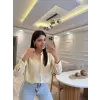 Tensel Kumaş Taşlı Uzun Kol Gömlek