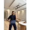 Çizgili Gömlek Garnili Modal Takım