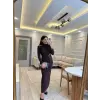 Omuz Düğme Detaylı Vatkalı Sandy Elbise