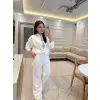Serpme Taşlı Fermuarlı Sweatshirt Eşofman Takım