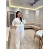 Serpme Taşlı Fermuarlı Sweatshirt Eşofman Takım
