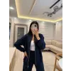 Serpme Taşlı Fermuarlı Sweatshirt Eşofman Takım