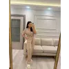 V Yaka Düğme Detaylı Modal Eşofman Takım