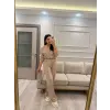 V Yaka Düğme Detaylı Modal Eşofman Takım