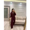 V Yaka Düğme Detaylı Modal Eşofman Takım