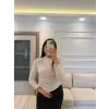 Kalp Düğmeli Büzgü Bantlı Bluz