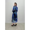 Berta Şifon Desenli Bel Lastikli Midi Elbise