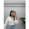 Tasarım Kolye Detaylı Poplin Gömlek