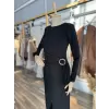 Daliax Sandy Toka Detaylı Kemerli Elbise
