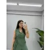 Düğme Detaylı Bel Kuşaklı Tulum