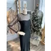 Jovanx Tül Detaylı Ottoman Kumaş Elbise