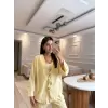 Keten Bağlamalı Gömlek Pantolon Takım