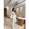 Keten Bağlamalı Gömlek Pantolon Takım