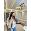 Kot Garnili Şeritli Tasarım Ceket