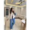 Kot Garnili Şeritli Tasarım Ceket