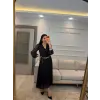 Kruvaze Zincir Kemerli Elbise