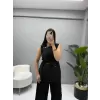Premium Gold Düğme Detaylı Yelek Pantolon İkili Takım